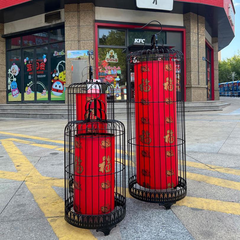 现代式彷古铁艺灯中吊灯新5454鸟灯笼吊灯铁艺笼吊灯酒店饭厅走廊