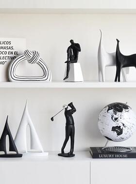 摆北欧现代意抽象黑白雕办公室客厅N042201电视柜塑书柜酒创柜软