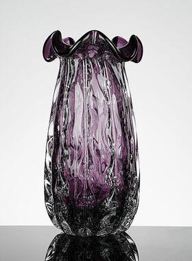 福轻奢紫色意琉璃花瓶覆古创袋家艺术客厅玄关插花居HY-11022瓶摆