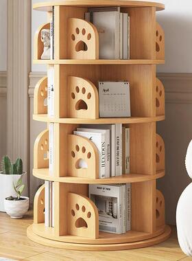 实木旋转3书架落地置物生架家用86416客厅置物柜简易储柜学6物0度