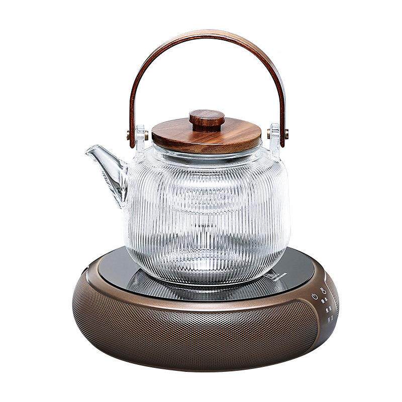 M_K1玻煮茶壶蒸式茶壶家用喷淋煮茶器璃生养壶黑晶炉围炉煮茶
