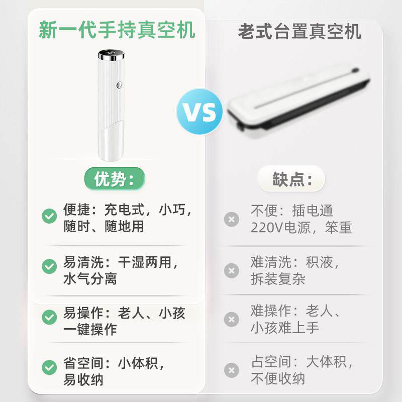 全自动真空封口机厨房小家用湿两型食品手持无线抽气泵用密干封包