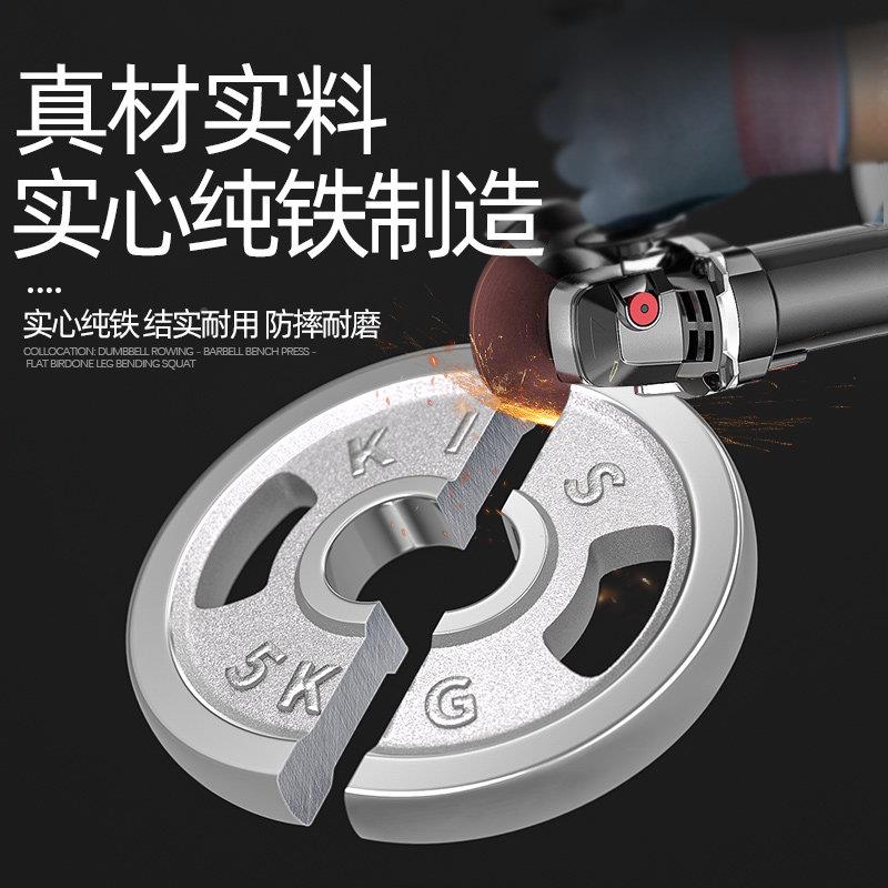奥 举电镀杆杠铃男士健身家用10kst-ddag组0KG大孔合重纯铁扛铃套