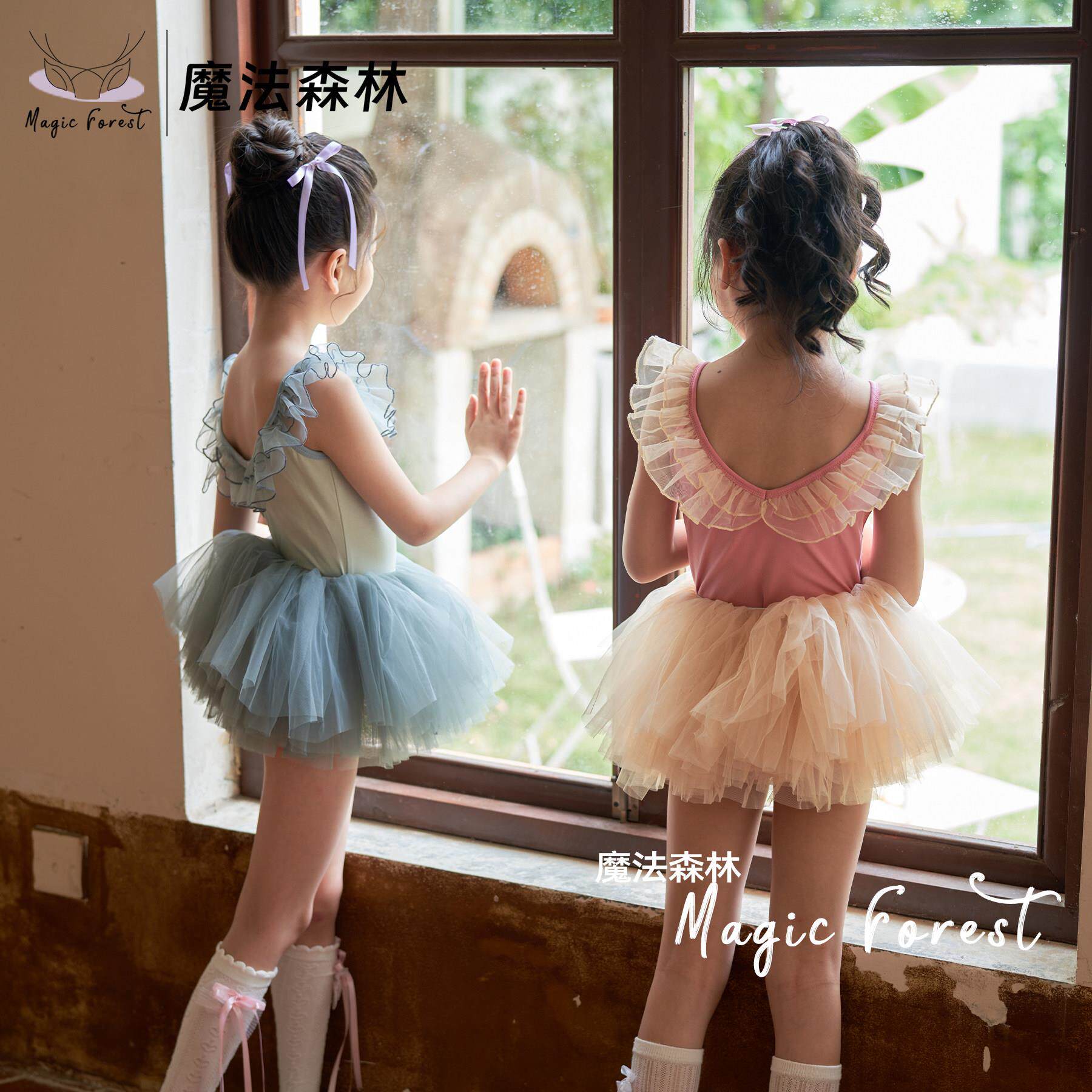 儿童蹈练舞功服夏季新款形芭蕾舞体操服女体服蓬蓬裙宝民族WYJ中