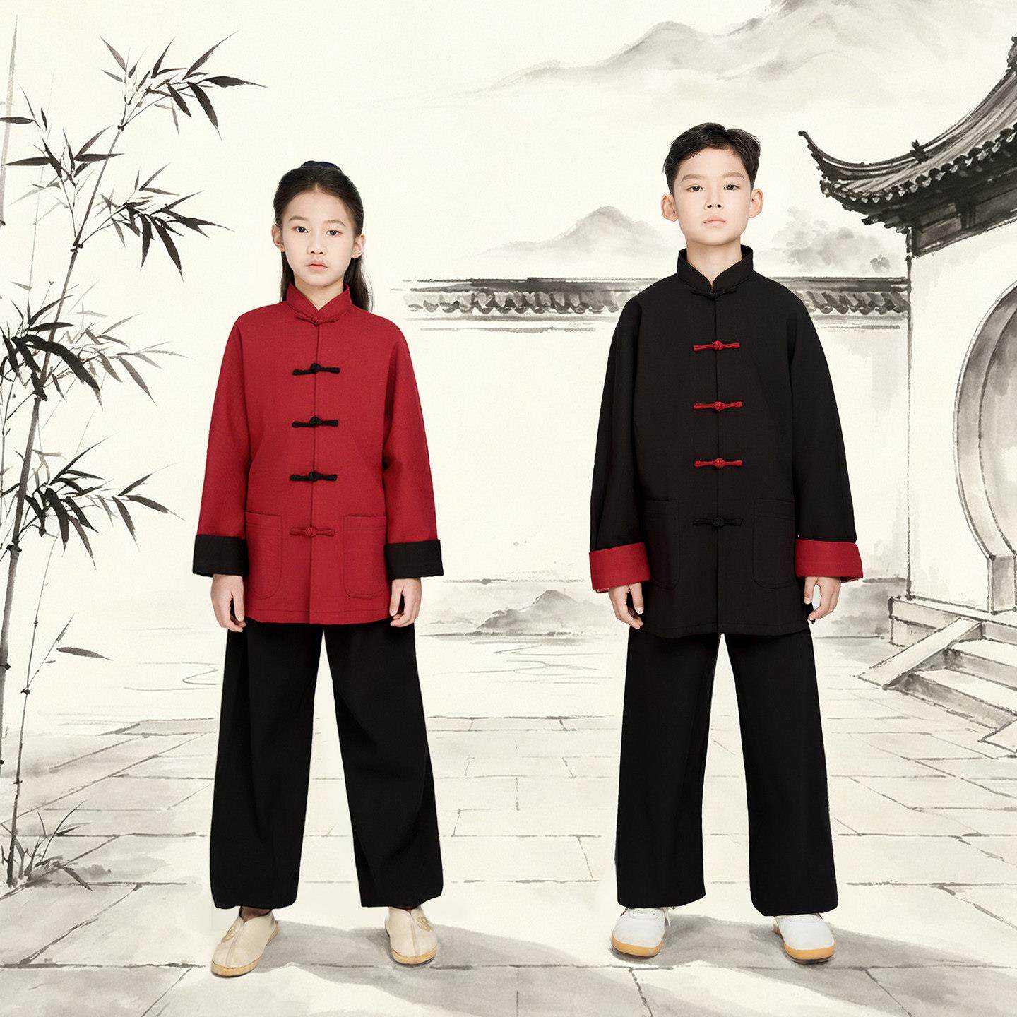 2026秋冬儿童太极服男女武术厚服对襟盘中国风扣练260828拼少儿比