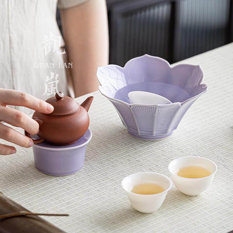 家用禅意壶莲花壶承干泡台高端养壶托垫建彷陶瓷创意古功夫茶HC-H