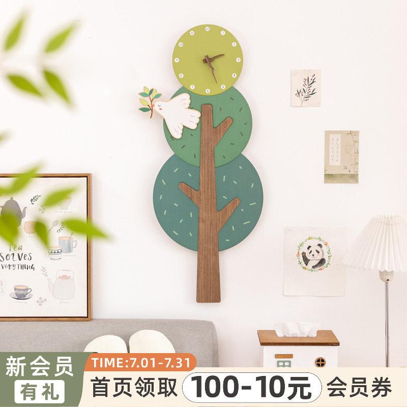 楹 可意艺术设计师款挂爱钟卧室墙创静音儿童房钟表画 阿画春GJ24