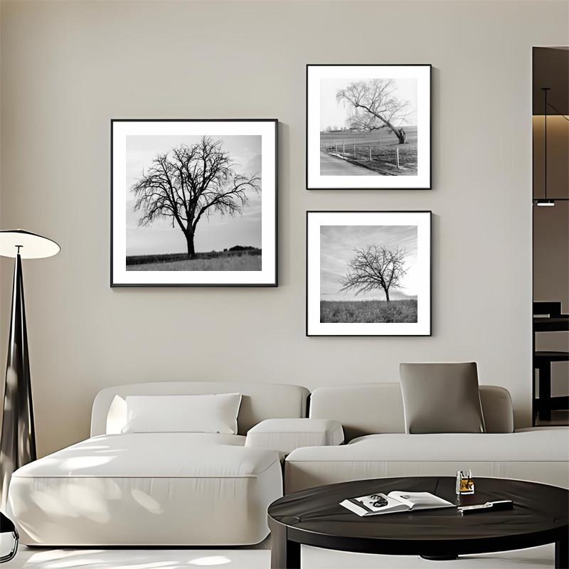 现代客白厅有框UJB画黑风装景照摄影组合壁画餐厅玄关挂画片墙多