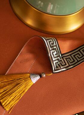 新中式式茶样板间纯色棉麻几桌布中禅意轻奢覆古防zb-cs布橙色尘