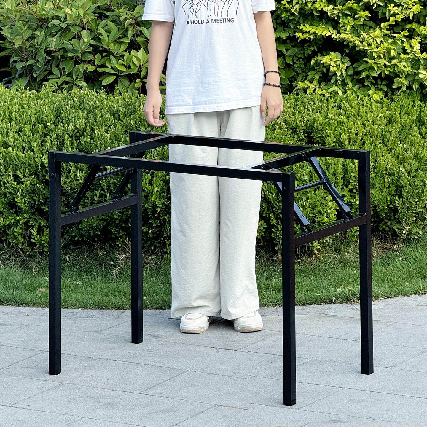 折叠桌架 长方形桌子腿支架铁桌腿支撑架 折叠架属子 子金桌子架