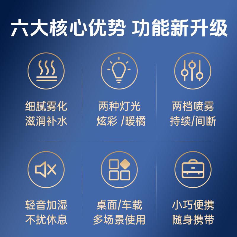加湿家卧室静器音智484能净式化办公室桌面车载可用携大喷雾