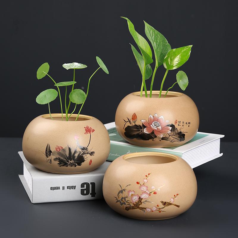 简约水养花瓶桌面摆件鲜花插花干花水培花盆器皿客厅创意粗陶花器
