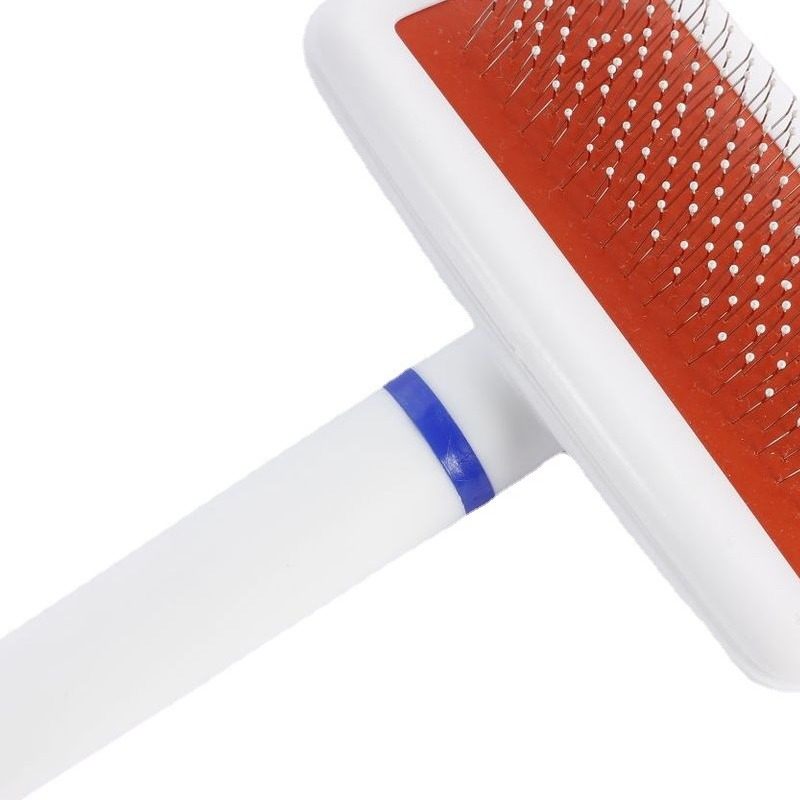 宠物皮草小白梳不锈钢针梳狗狗猫咪犬类退毛白色塑料手柄 清洁针