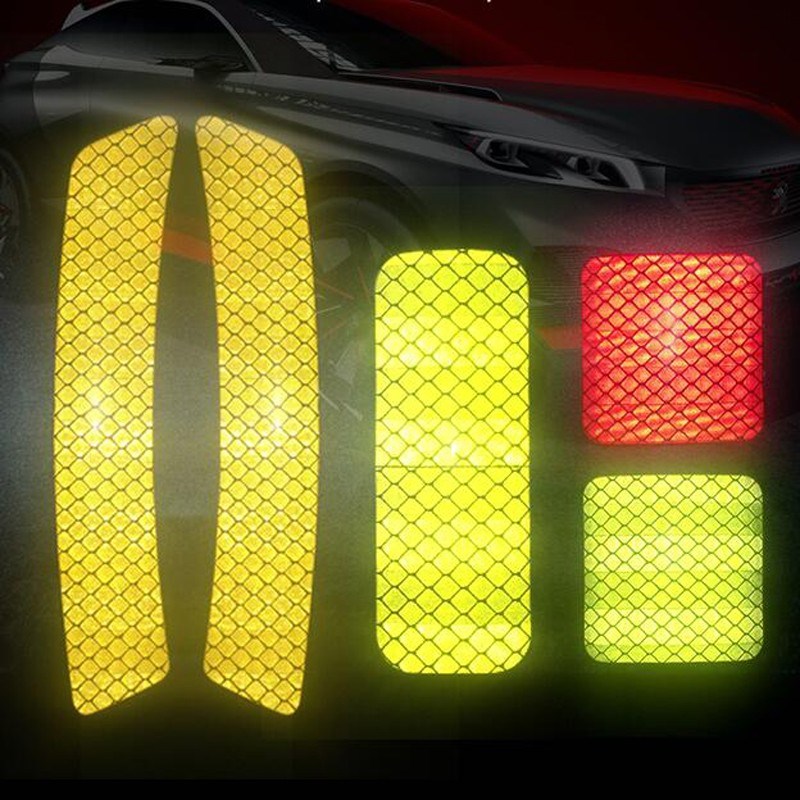 4Pcs Car Reflective Tape Warning Mark sticker Accessories Ex