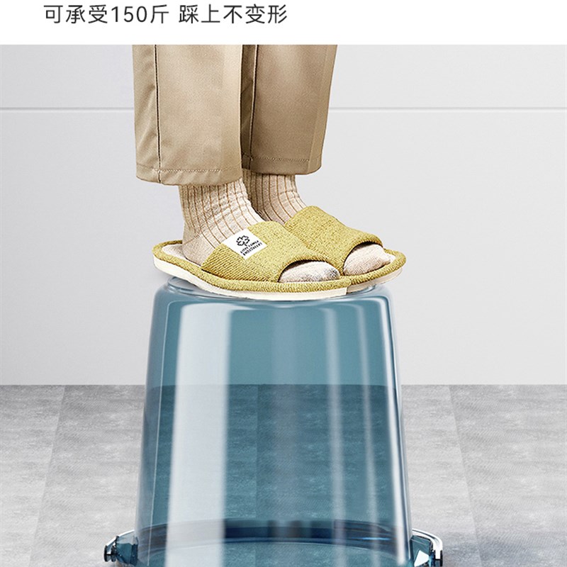 手提透明塑料水桶大号圆形学生宿舍洗衣桶盆套装家用洗澡桶三件套