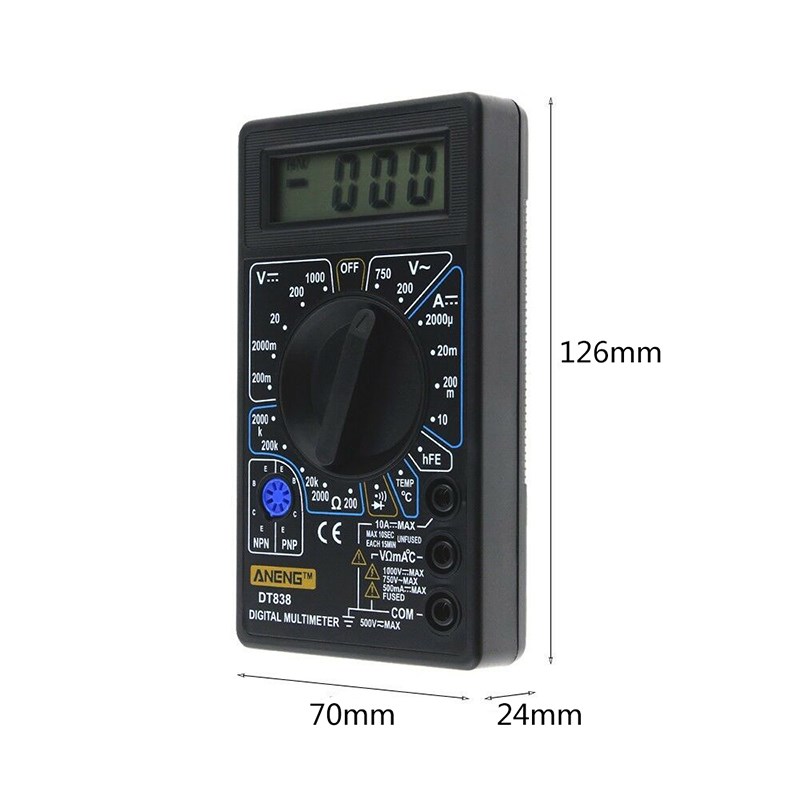 LCD Digital Multimeter Tester DT838 Voltmeter Measuring Curr