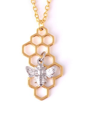 极速欧美热销时尚饰品创意蜂窝小蜜蜂吊坠项链个性昆虫毛衣链10件