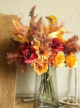 Autumn Fake Rose Flowers High Quality Fall Gerbera Daisy Art