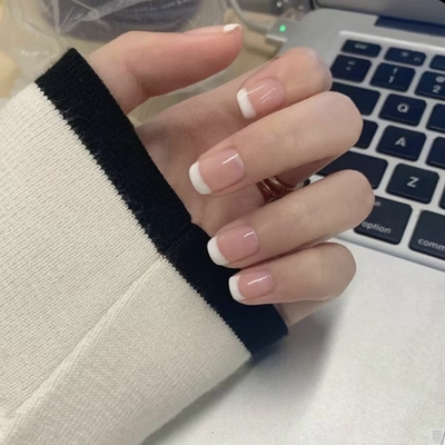 好货Fake Nails French short Fake nail tip wear nail stickers