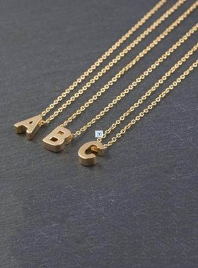 Fashion Gold Chain Initial Charms Necklace Pendant Metal Let