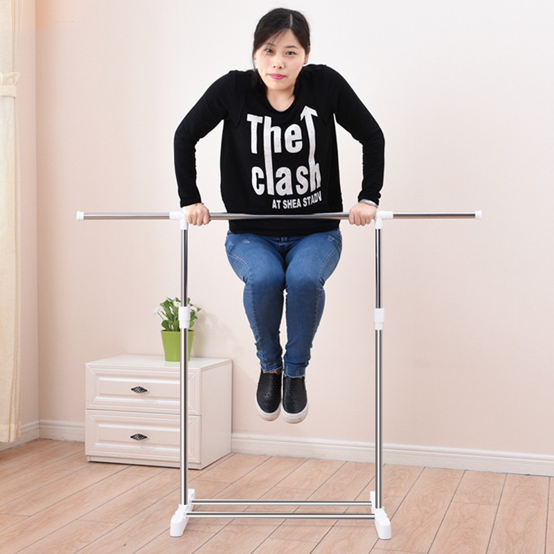 晾衣架落地简易移动小挂衣架家用阳台伸缩晾衣杆室内单杆折叠凉晒