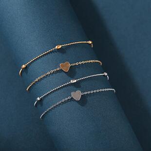 好货Love peach heart Anklet 欧美新款圆珠双层爱心桃心脚链
