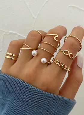 好货10 piece ring set Men's women's 合金10件套戒指组