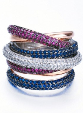 Hot Sale New 2019 Luxury Jewelry 10KT White Gold Fill 5 Rows