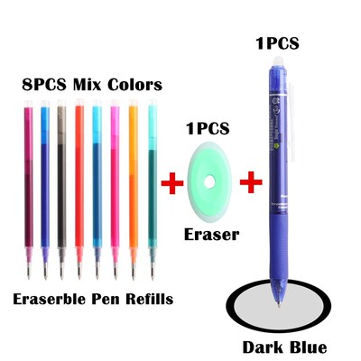 好货8PCS Erasable Pens Refills With 1PCS Eraser And 1PCS Era
