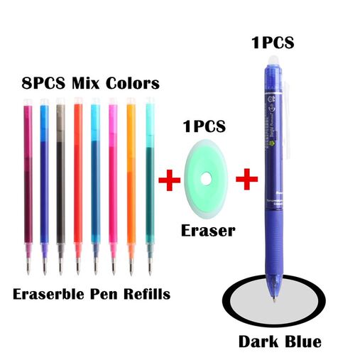 好货8PCS Erasable Pens Refills With 1PCS Eraser And 1PCS Era