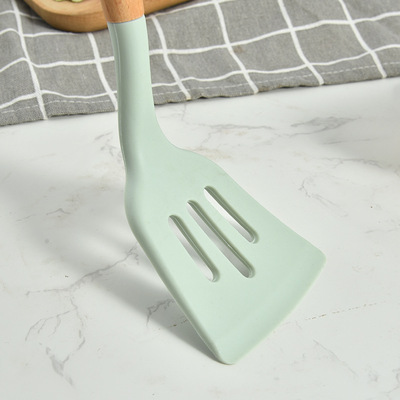 Wooden handle silicone kitchenware set kitchen cooking set