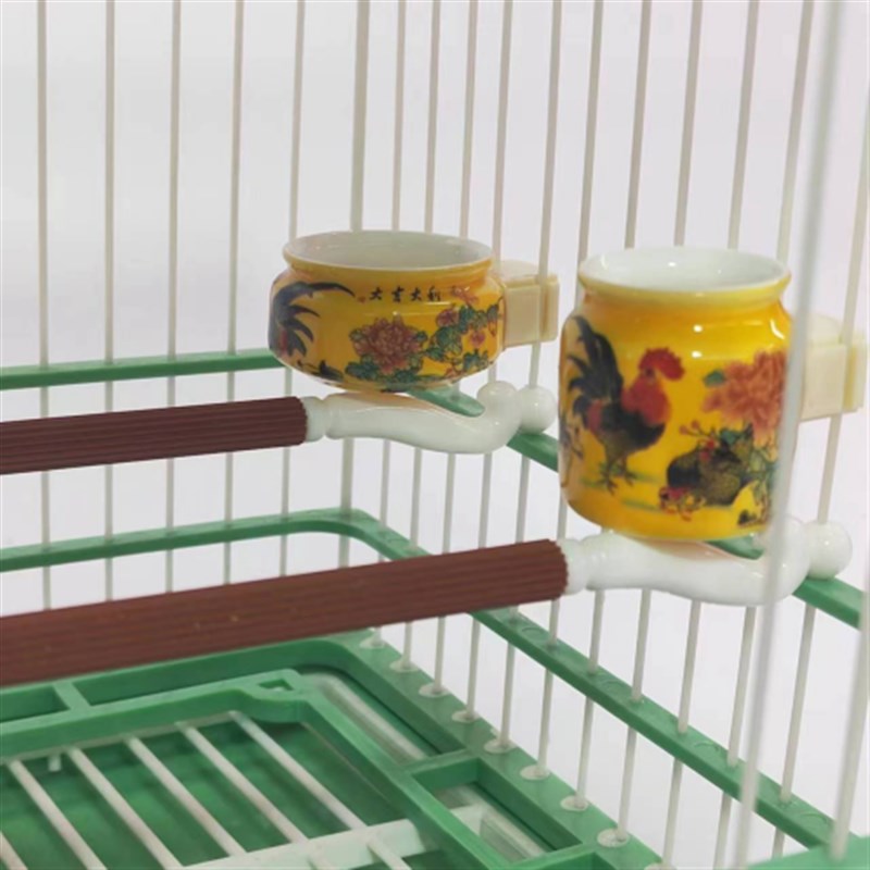 绣眼黄雀黄腾三件套鸟食碗瓷碗细瓷鸟杯鸟碗杯子洗澡盆鸟用品鸟具