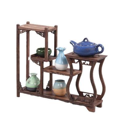 鸡翅木博古架实木中式小多宝阁展示架现代简约茶具砂壶架子架摆件