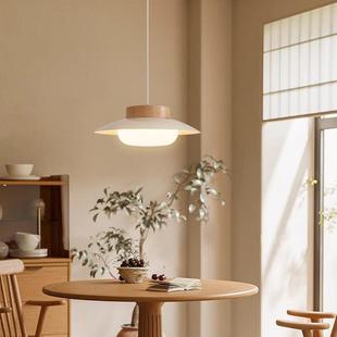 奶油风餐厅吊灯日式 原木风餐桌灯中古侘寂风民宿饭厅圆桌吧台吊灯