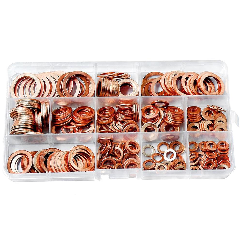 紫3制00pcs盒装油封1铜公铜垫圈密封垫圈套装垫片2种尺寸