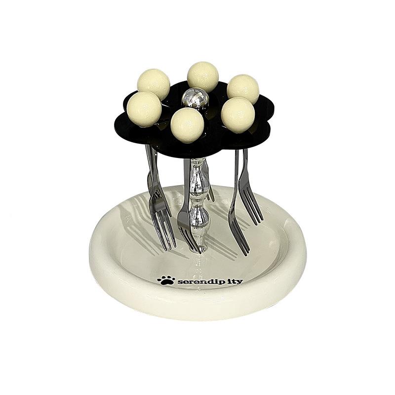 轻奢水果叉不锈钢高颜名宿酒吧水装饰果叉架好值物家用签组合果套