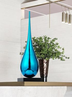 现代抽象水滴雕塑售楼处酒店创意软装饰品样板间客厅家居玄关摆件