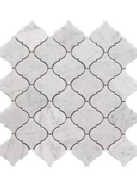 工厂大理石马赛克天然石材背景墙白色灯笼石材水刀拼花