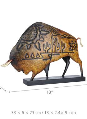 工艺品创意家居摆件美洲牛鹿熊金属装饰礼品雕塑手工铁艺