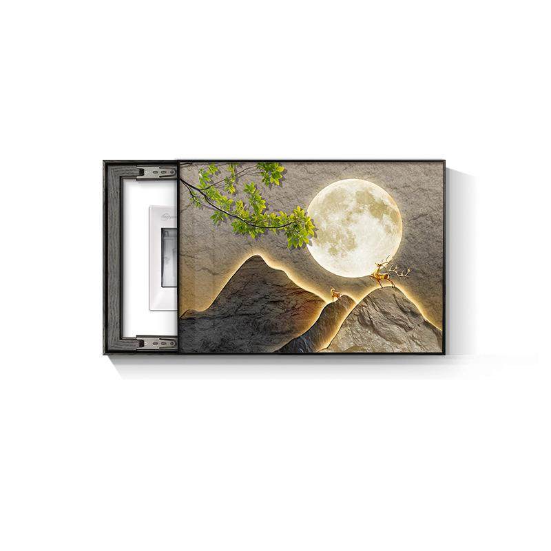 新中式电表箱装饰画高级创意配电箱简约餐厅电闸箱免打孔遮挡挂画