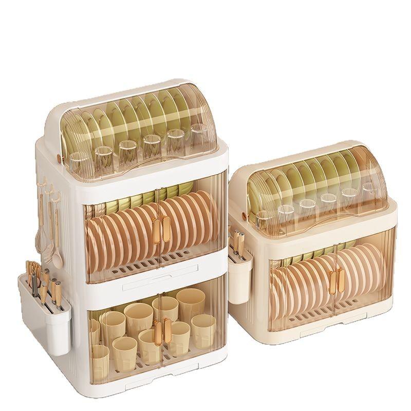 层碗筷DF-5193收纳盒用家带盖放餐具碗箱厨房碗碗架柜碟多盘沥水