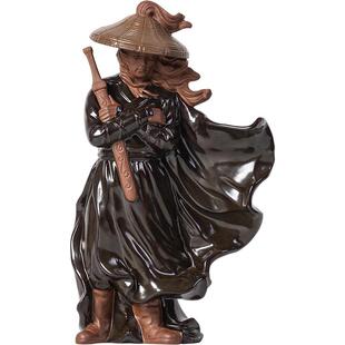 中式禅意江湖故人古风侠客剑客人物陶瓷摆件大假山鱼缸造景装饰品