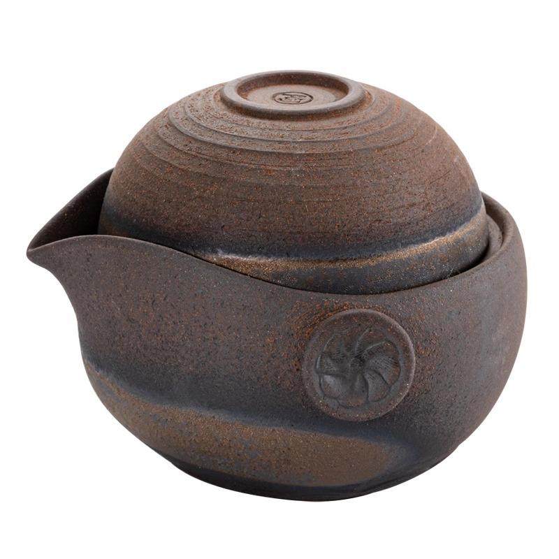 粗陶手抓壶复古柴烧快客杯一壶一杯盖碗旅行茶具户外便携套装盖碗,餐饮具,盖碗,淘宝优惠券,粉丝福利购,淘宝优惠卷