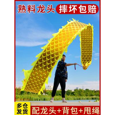 速发新款舞龙彩带健龙广场人手甩龙身成舞中老年人耍身头道具表演
