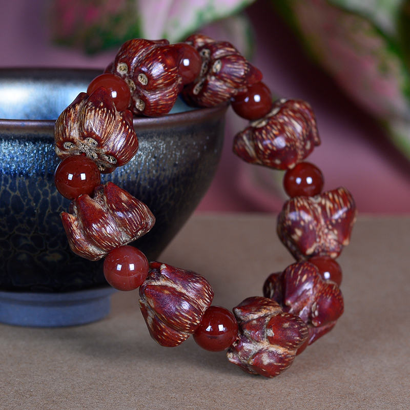 速发滴血莲花菩提手串滴血莲花菩提子文玩佛珠男野菠萝念珠手链手