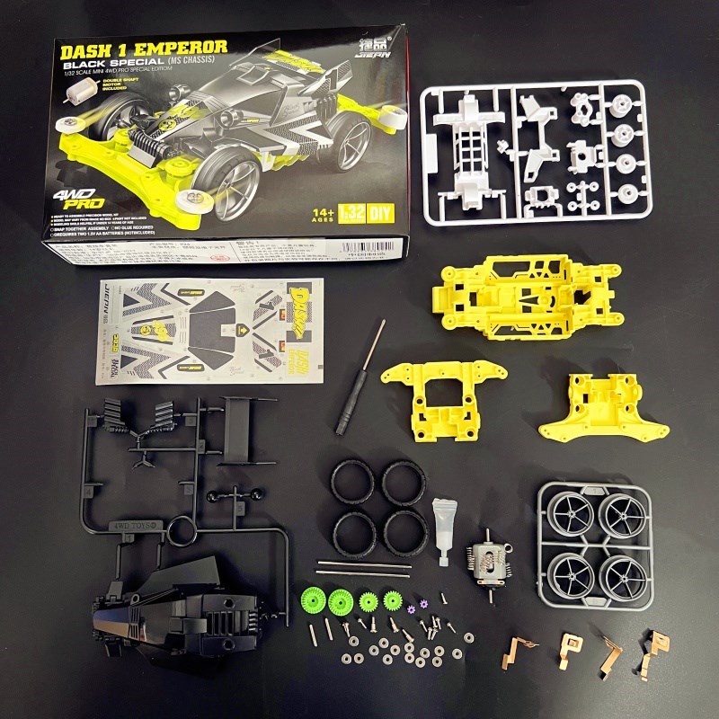 速发儿童益2科教组装四赛车捷品P智4黑色天皇巨星拼装贴纸款驱车