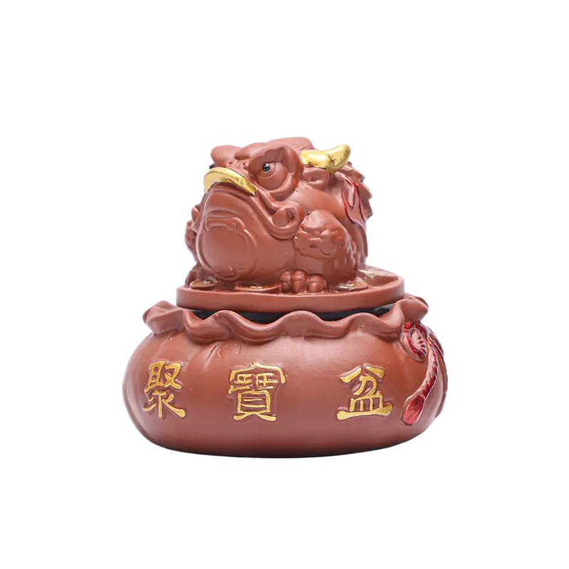 速发创意紫砂聚宝盆旋转金蟾茶宠摆件招财可养茶桌茶台精致小摆件