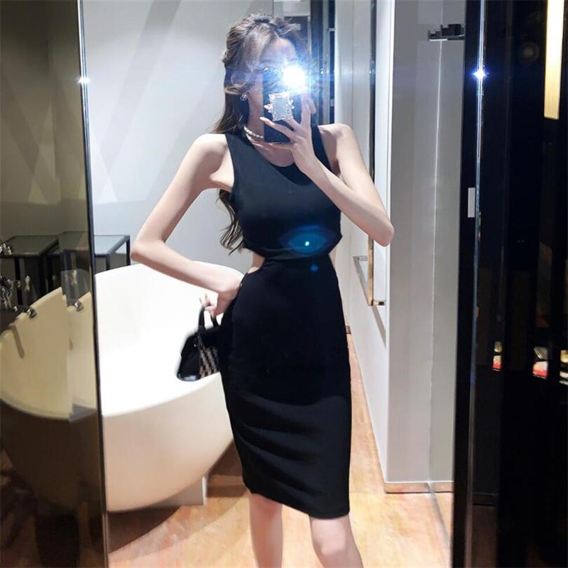 速发性感无袖露肩纯欲气质露背裙露腰百搭包臀连衣裙夜场店装