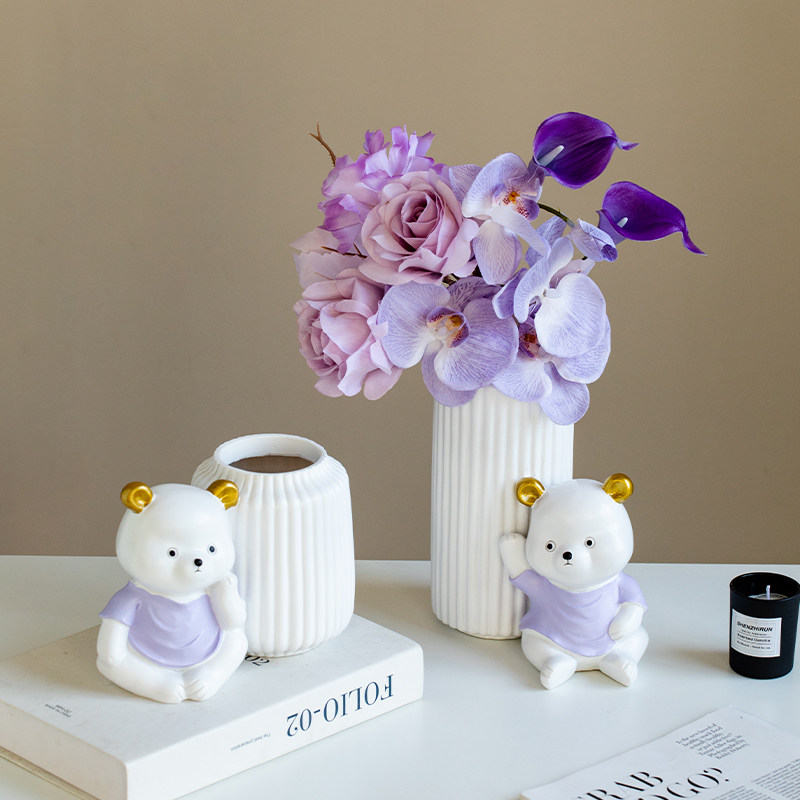 速发可家坐立树脂爱花花瓶干居客厅餐桌插花装饰摆件创意礼物