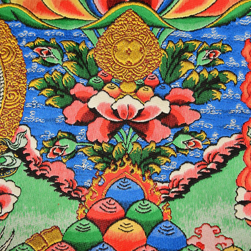 速发文殊菩萨唐卡客厅玄关尼泊尔刺绣手绘西藏式密宗佛像挂画